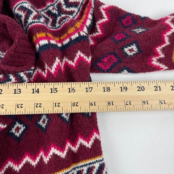 Hollister Wrap Style Cardigan Womens Small Red Aztec Striped Long Sleeve - Picture 7 of 8